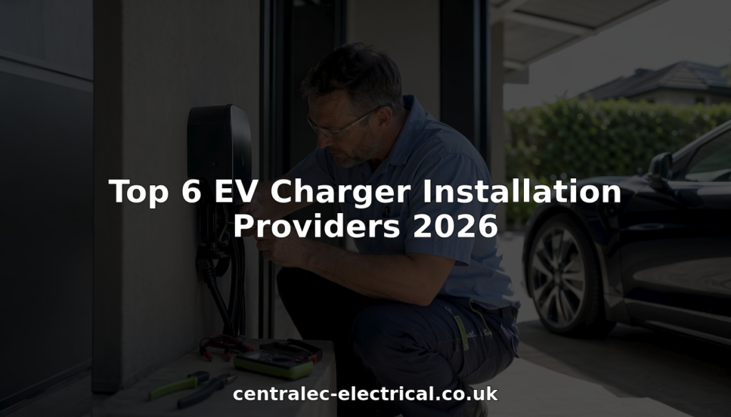 Electrician installing EV charger at home driveway