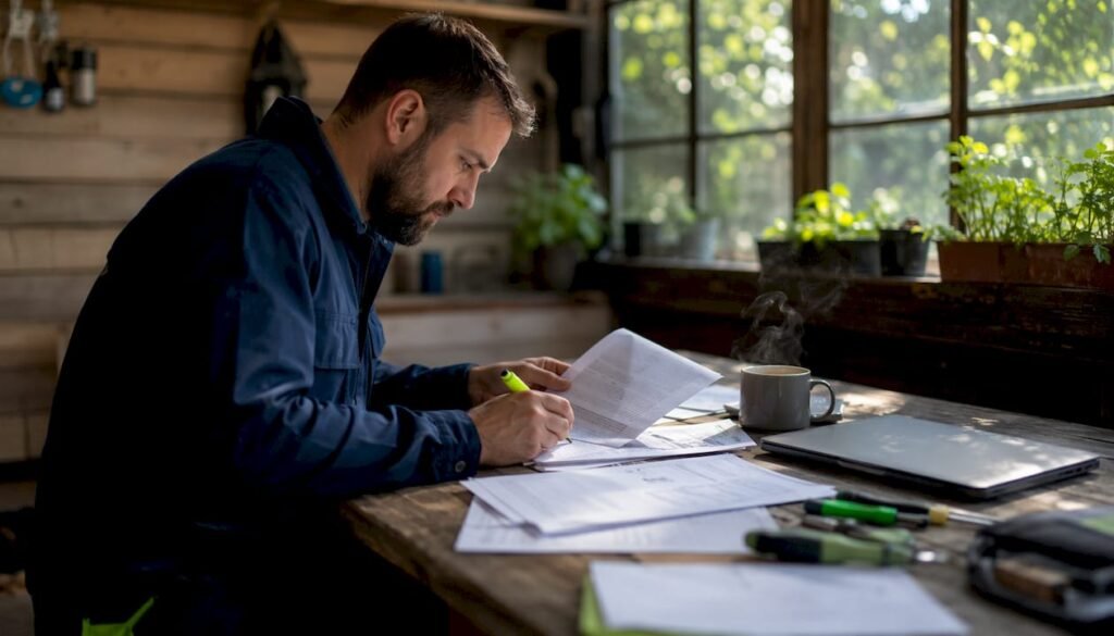 Electrician reviewing EV charger certification paperwork