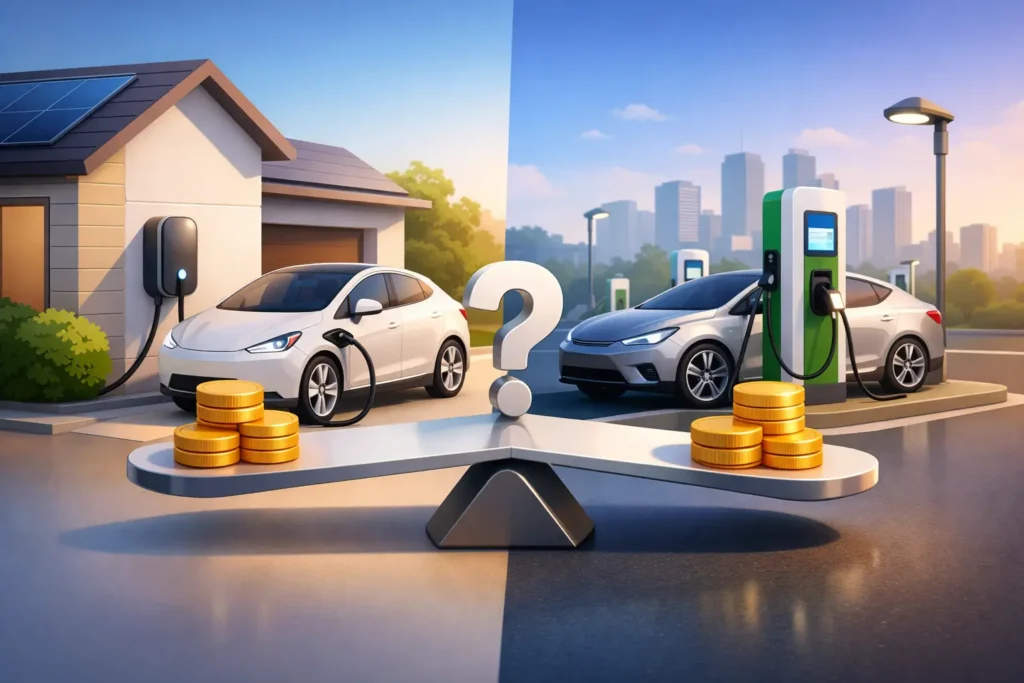 Home Charger vs Public Charging: Which Pays?