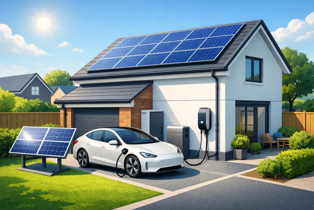 EV Charger With Solar Example for UK Homes